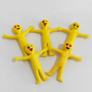 Muñeca amarilla suave creativa de expresión sonriente se puede estirar en medio pliegue decoración de oficina juguete de ventilación (8)