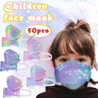 50pcs KF94 máscara de 4 capas no tejida filtro protector 3D Tie-Dye Starry-Sky máscaras cara para niños