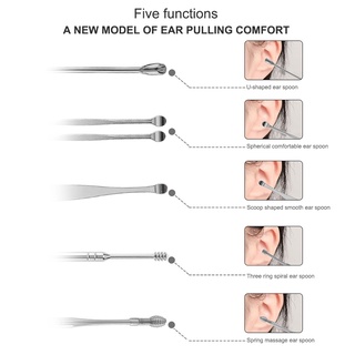 6 pzs removedor de cera para orejas/removedor de cera de acero inoxidable/herramienta de limpieza (6)
