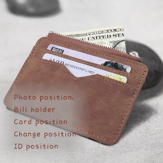 La nueva versión corta de cuero mate de los hombres de la cartera de la cremallera monedero Multi-tarjeta monedero paquete de tarjetas Clip titular de la tarjeta