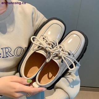 Estilo Británico Con Cordones Mocasines Mujeres s Otoño 2021 Nuevo Aumento De Suela Gruesa retro Pequeños Zapatos De Cuero Estudiante De Tacón Grueso