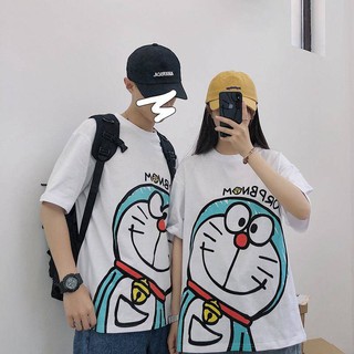 Nuevo verano de verano 2020 nueva versión de ins Doraemon pareja de manga corta camiseta suelta nicho femenino estudiante de media manga