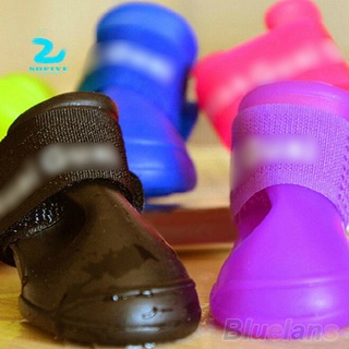 sofive 4pcs zapatos para mascotas perro impermeable botas de lluvia botines zapatos de goma colores caramelo