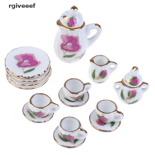 rgiveeef 15 unids/set 1:12 casa de muñecas miniatura vajilla porcelana cerámica taza de té plato co (4)