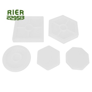 5pcs diy posavasos molde de silicona incluido cuadrado hexagonal círculo octágono molde para resina, hormigón, cemento, decoración del hogar