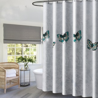 Cortina de ducha con patrón de mariposa, de poliéster grueso, cortina de ducha, impermeable