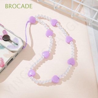 BROCADE Ins Cell Phone Lanyard Colorful Heart Beaded Mobile Phone Straps for Women Acrylic Bead Mobile Phone Pendant Telephone Jewelry Phone Charm Handmade Mobile Phone Chain (1)