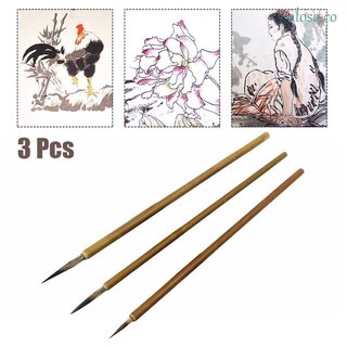 ALOSA 3pcs Paint Brush Chinese Calligraphy Drawing Supplies Hook Line Pen Watercolor Oil Miniature Wolf Hair Painting Art Stationary/Multicolor (1)