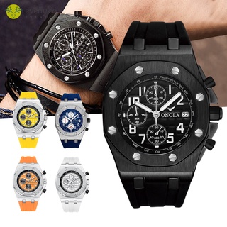 Mens Watches with Rubber Strap Business Auto Date Chronograph Dial Waterproof Bright Color Quartz Watch Gift for Men