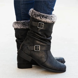 xyh mujer moda Casual invierno cálido medio botas de tobillo zapatos de tacón bajo