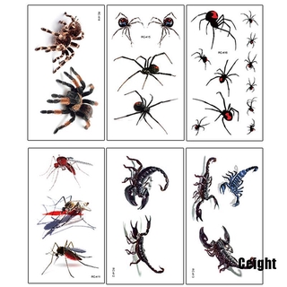 (cei) 3d spider scorpion temporal tatuaje pegatinas de halloween falso tatuaje arte corporal
