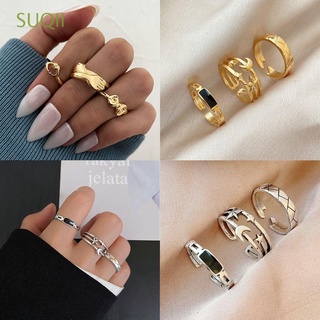 suqii - juego de anillos para nudillos, diseño de joyería, regalo de oro, anillos de apilamiento, huecos, punk, moda, metal, vintage, boho midi