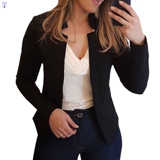 Yi mujer Blazer delgado manga larga Blazer Color sólido oficina señora traje abrigo (1)