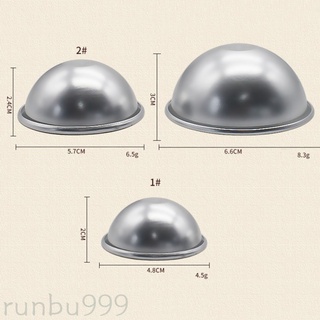 [Runbu999] 3 moldes de aleación de aluminio hemisféricos para tartas, bricolaje, medio círculo, Semicircular, gelatina, pudín, molde para hornear (3)