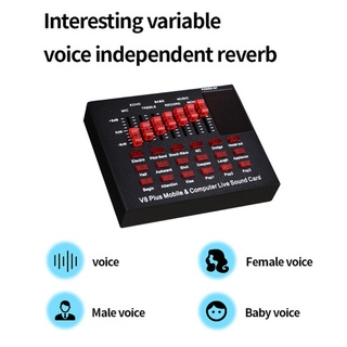 Kiki. V8 tarjeta de sonido en vivo portátil móvil mezclador de Audio mezclador de sonido de grabación (3)