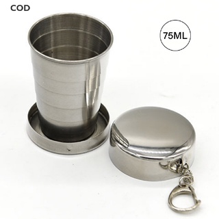 [cod] 75 ml creativo de acero inoxidable plegable taza portátil viaje al aire libre con llavero caliente
