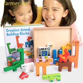 far2 rompecabezas de animales 3d cubo de madera juguetes de madera juguetes educativos de madera rompecabezas para niños