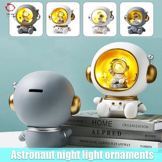 figura de decoración de luz nocturna astronauta con hucha función espacio temático resina adorno para niños oficina en casa