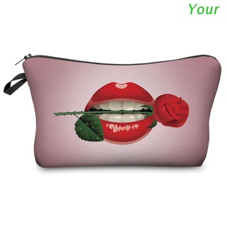Su impresión multifunción labio rosa viaje bolsa de cosméticos bolsa de maquillaje bolsa organizador