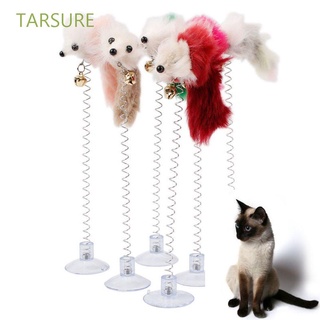 TARSURE Creative Pet Cat Toys Scratch Feather False Mouse Kitten Plush Funny Spring Multicolored Bottom Sucker (1)