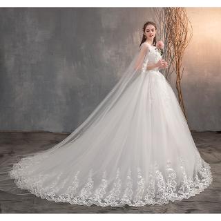 2020 chino vestido de novia con gorra larga de encaje vestido de novia con tren largo bordado princesa más Szie vestido de novia (4)