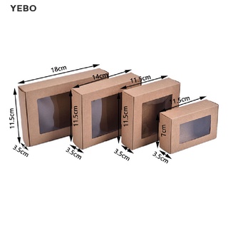 [yebo] 5 piezas de papel kraft diy caja de regalo pvc ventana caramelo jabón embalaje ventana pantalla (9)