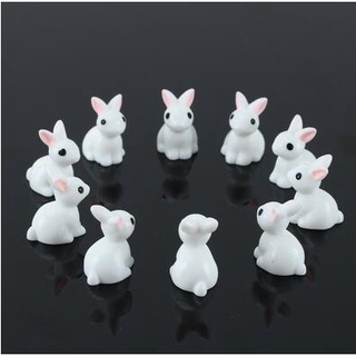 10 Piezas Mini Conejo De Resina En Miniatura De Jardín De Hadas Adorno De Maceta De Casa De Muñecas Figura Animal Terrario Decoración