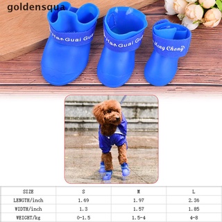 [goldensqua] 4 pzs botas de goma impermeables para caminar/zapatos para mascotas pequeñas/mascotas/cachorros/perro s/m/l [goldensqua]