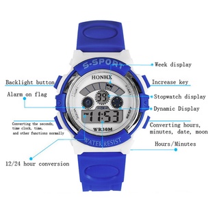 reloj de pulsera digital de cuarzo impermeable para hombres con alarma/fecha/deportivo hp