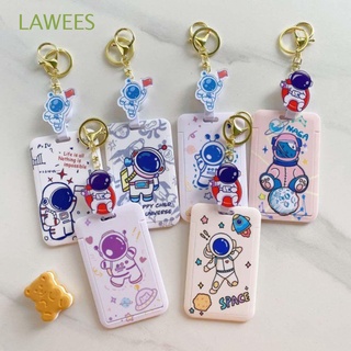 LAWEES Portable ID Card Holder Cute Pass Badge Holder Bank Card Card Sleeve Bus Metro Card Astronaut Ins style With Keychain Meal Card Set Student Card Protect Case
