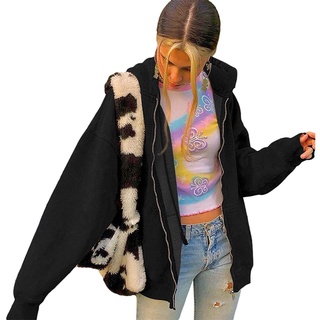 Women's Hoodie Graphic Oversized Sweatshirt Zip Up Long Sleeve Jacket