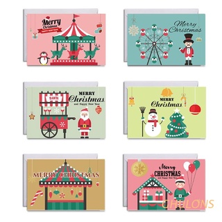 ghulons 6 unids/set tarjetas de felicitación de navidad con sobres pegatinas feliz navidad diseños de invierno vacaciones postales