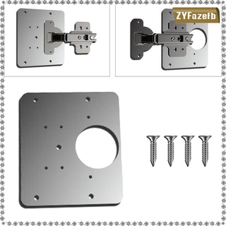 kit de soporte de fijación de placa de reparación de bisagras de gabinete de acero inoxidable con agujero y tornillos para ventana de muebles de madera (6)