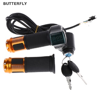 [mariposa] Acelerador de bicicleta eléctrica con indicador de pantalla LCD de mango de Gas llave de bloqueo del acelerador