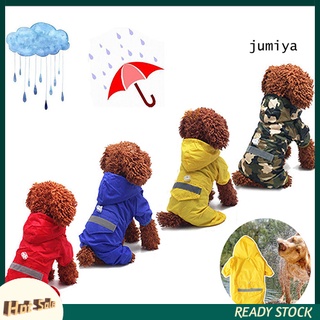 【Ready Stock】DSP--Fashion Dog Pet Puppy Raincoat Waterproof Reflective Hooded Jacket Rain Clothes