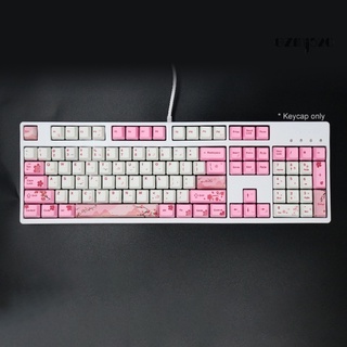 104 Keys PBT Pink Sakura Pattern Keycaps Replacement Set Keyboard Accessory (6)