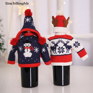 [tinchilinghb] cubierta de botella de vino de navidad de punto suéter gorra fiesta mesa cena botella decoración [caliente]