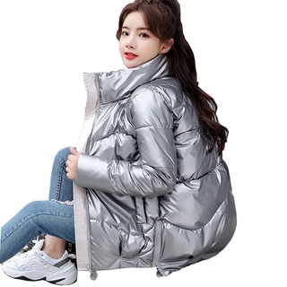 brillante abajo algodón acolchado chaqueta señoras invierno nuevo estilo coreano pan abrigo stand collar acolchado chaqueta