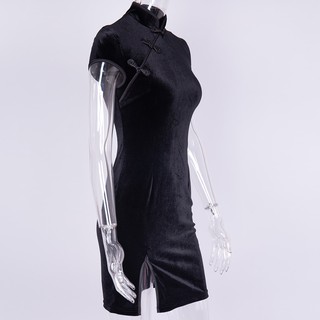 Aa-Vestido Chino Para Mujer Cheongsam Qipao negro/Mini Vestido deportivo (6)