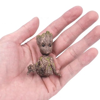 ALLGOODS figura juguetes Groot figura para niños Mini Groot árbol hombre Groot 6CM sentado para regalos modelo muñeca vengadores figura de juguete de acción (3)