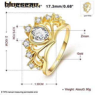 [blueseau] anillo de mujer de moda con diseño de corona hueca con joyería de lujo de circonita brillante (1)