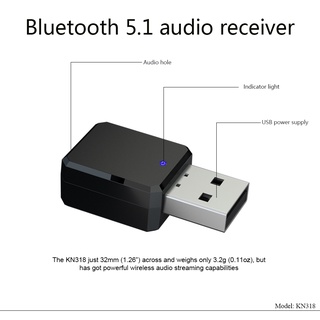 KN318 Bluetooth 5.1 Receptor De Audio De Doble Salida AUX USB Estéreo Coche Manos Libres Llamada KT (6)