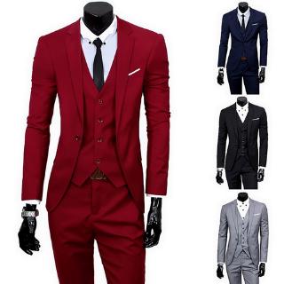 traje+chaleco+pantalones 3 piezas conjunto de chaqueta blazers para hombre de negocios de hebilla ternos
