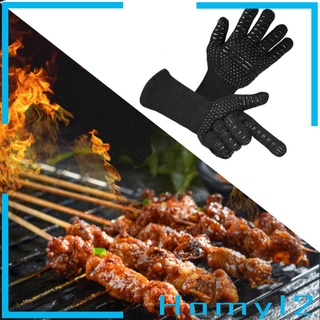 [HOMYL2] Guantes de barbacoa, guantes de cocina resistentes al calor, guantes de barbacoa para horno, cocina, hornear, parrilla, resistente al calor (6)