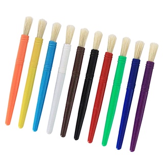 [Topmarket] 10 pzs/ 20 pinceles de pintura coloridas para niños/juego de pinceles de pintura para niños, pinceles redondos de cerdas planas (9)