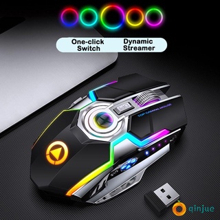 Qinjue Para PC Portátil RGB Glare Silencioso recargable Retroiluminado ratón inalámbrico USB/Multicolor