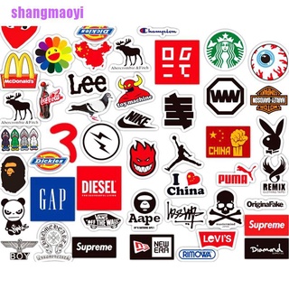 [shangmaoyi] 58 pegatinas logotipo de moda monopatín portátil equipaje guitarra bicicleta coche pegatinas