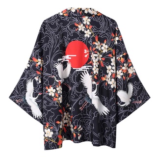 [EXQUIS] verano japonés de cinco puntos mangas Kimono hombre y mujer capa Jacke Top blusa