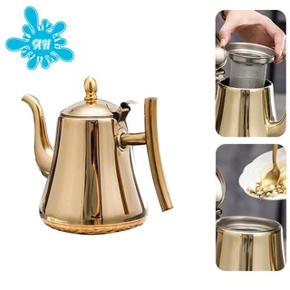 Tetera de acero inoxidable, L, hervidor de té con infusor extraíble para flores sueltas, tetera de café, para estufa, caja fuerte