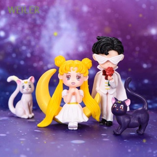 Sailor Moon WEILER Lindo Figura De Acción DIY Coche Adorno Anime Marinero Luna Para Niños Miniatura Estatua Gato Muñecas Regalo Coleccionable Modelo Figuras Juguetes